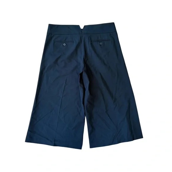 BCBGMaxAzria Wide Leg Wool Capri Pants Flat Front Pockets Zip Black Size 6 - Picture 2 of 10